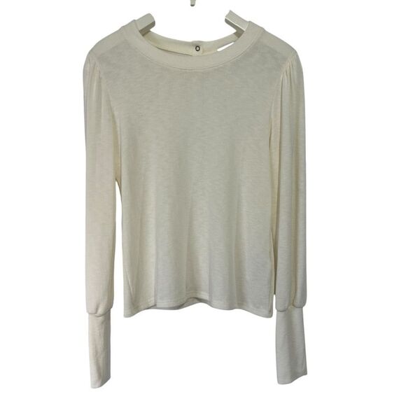 Michael Stars Tops - NWOT Michael Stars Puff Sleeve Top size Medium Ivory Cream Banded Cuff Snaps